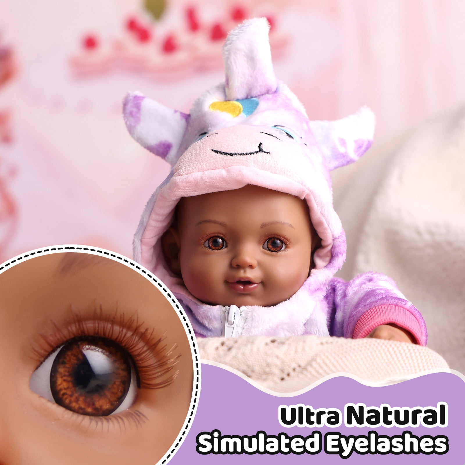 BABESIDE Black Baby Dolls, 17 Inch Cute Soft Body Baby Doll Real Life Baby Dolls with Accessories for 3+ Year Old Girls Gifts, Pretend Play, Collection