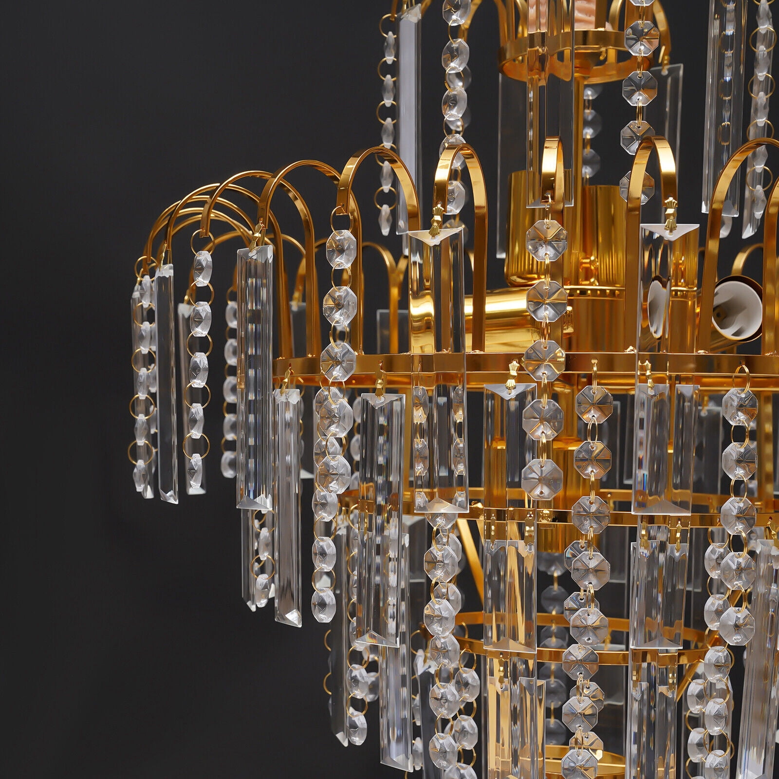 Gold Crystal LED K9 Ceiling Light Lamp Living Room Pendant Chandelier 40W