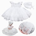 thumbnail image 2 of Larisalt Newborn Baby Girl Baptism Dress Lace Embroidery Formal Gowns with Bonnet Wedding Birthday Cute Dress, 2 of 6