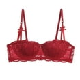 thumbnail image 4 of felwors Women's Lace Push Up Bra Add 2 Cups Underwire Padded Support Full Coverage Plunge Everyday Lift Bra(Red, 34), 4 of 4