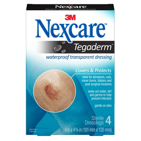 Nexcare Tattoo - Nexcare Tegaderm Waterproof Transparent Dressing, 4 in x 4 3/4 in, 4 ct.