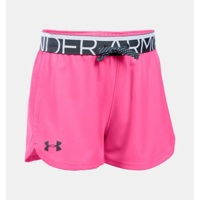 Under Armour Girls Play Up Shorts, Pink Punk (641) Small