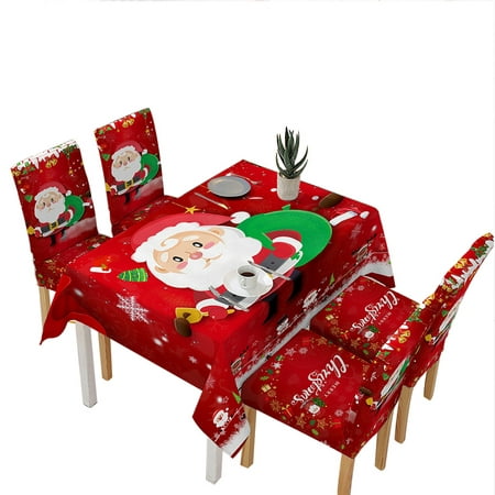 

Christmas Themed Table Cloth Home Party Dining Table Cover Printed Tablecloth Holiday Ornament Red Santa Claus