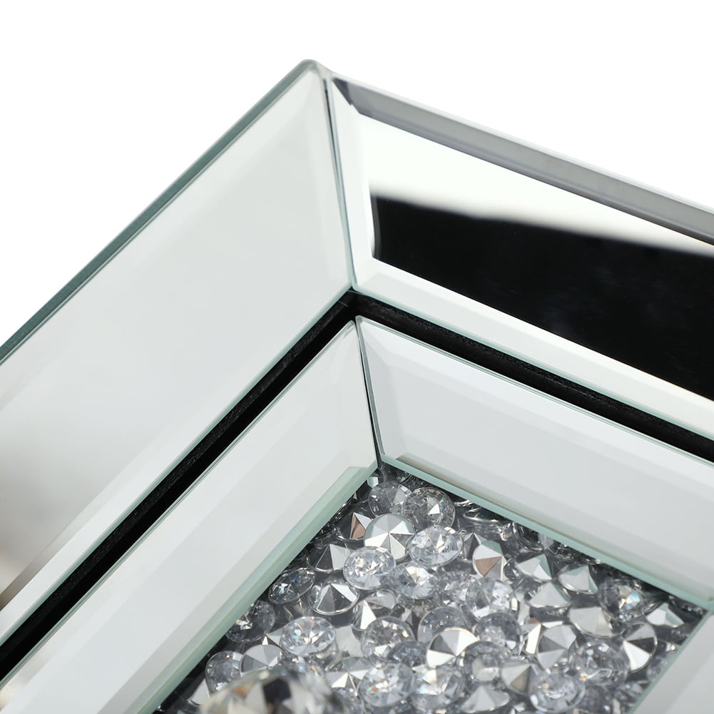 Kepooman Mirrored Bedside Table for Bedroom, Bedside Furniture for Living Room with 3 Drawer, Modern Design Bedside Cabinets for Home Office, Silver Kepooman Mirrored Bedside Table for Bedroom, Bedside Furniture for Living Room with 3 Drawer, Modern Design Bedside Cabinets for Home Office, Silver