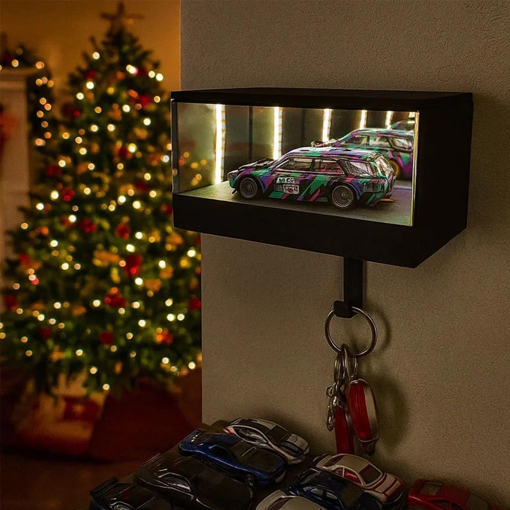 Infinity Garage Keychain, Infinity Garage Keychain Hanger, Keypit Garage Key Holder, Race Car Key Holder Wall Mount with LED, 3D Keys Rack Wall-Mounted, Suitable for Cars Lovers