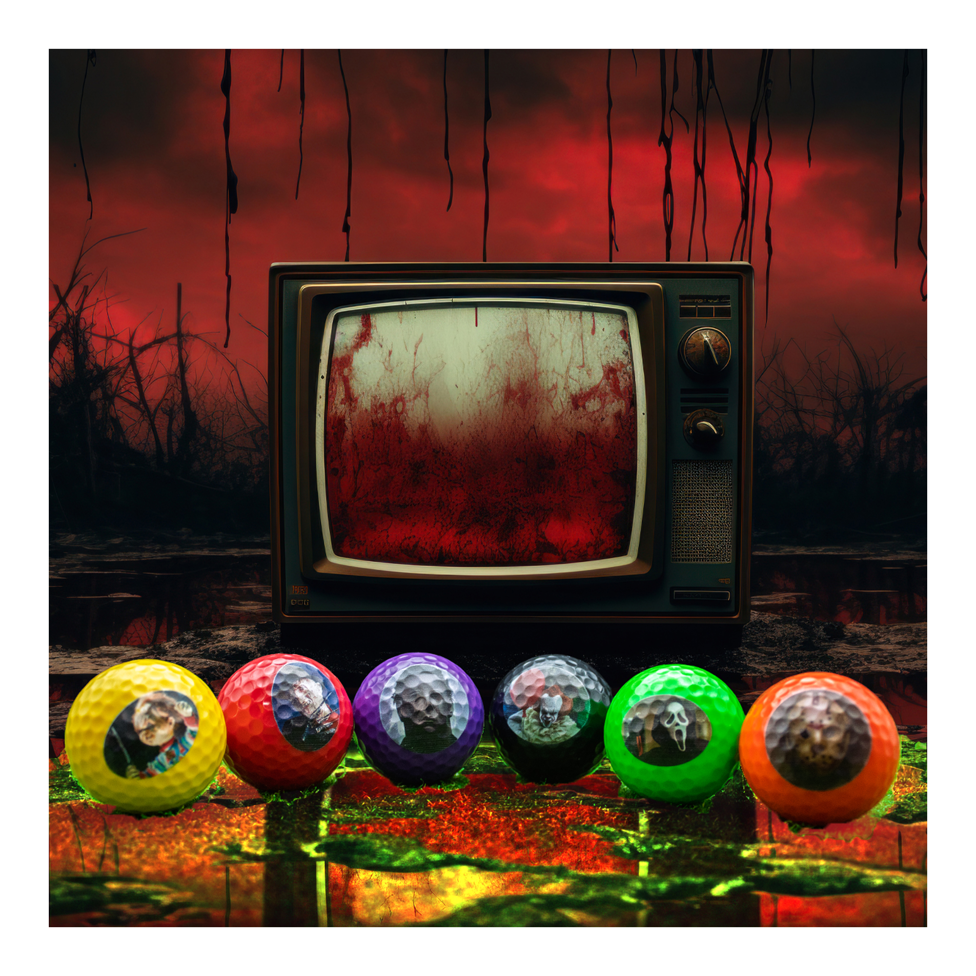 Halloween Horror Golf Balls – 12-Pack with Classic Movie Monster Designs by GBM GOLF