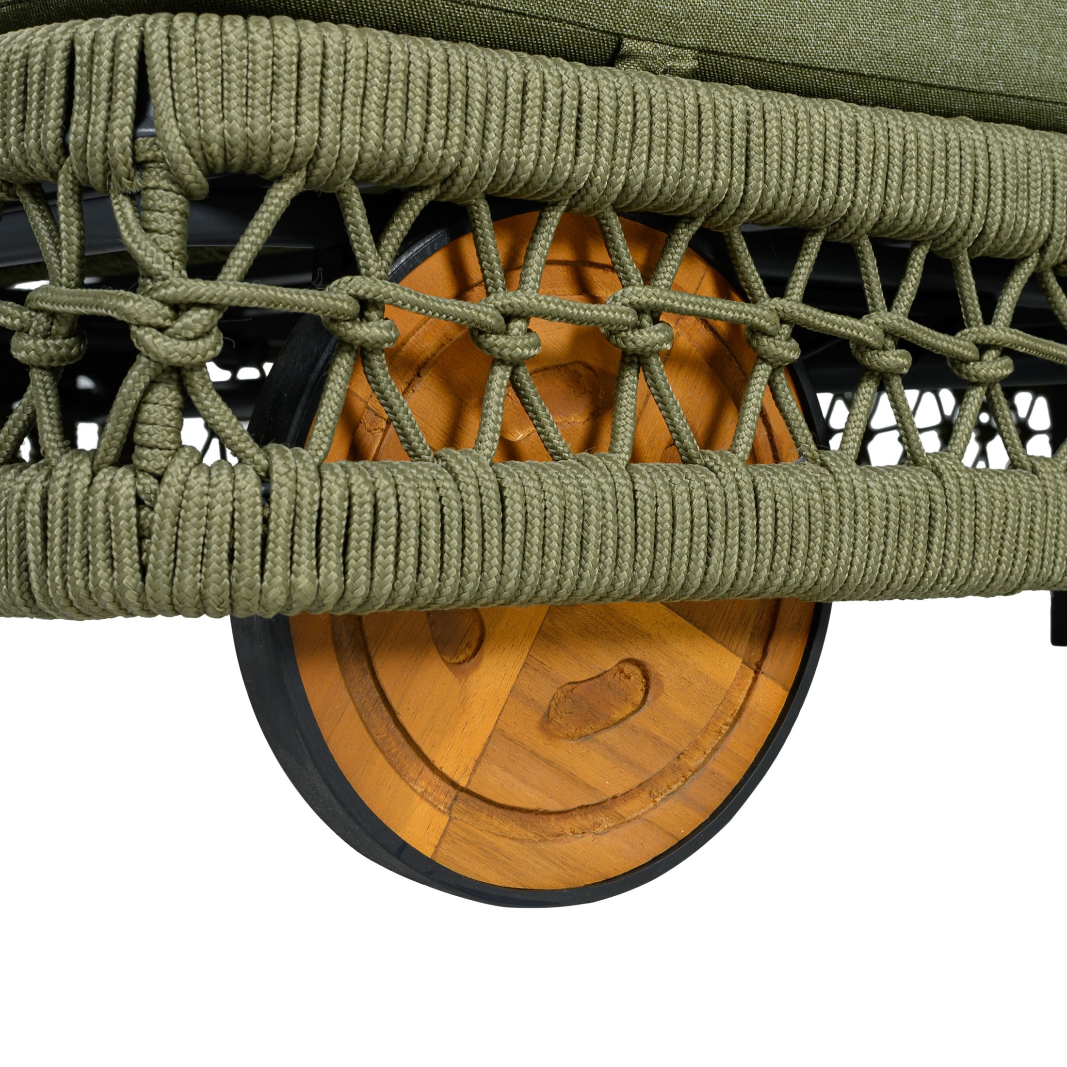Christopher Knight Home Outdoor Woven Rope Chaise Lounge with Wheels, Adjustable Backrest, Steel Frame, Green