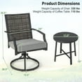 thumbnail image 6 of YYAo Outdoor Bistro Set, Outdoor Conversation Sets, 3 Piece Patio Swivel Chair Set with Soft Seat Cushions for Backyard, 6 of 7