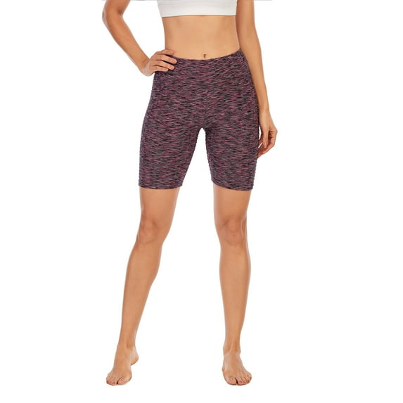 High Waisted Workout Shorts for Women 5 Points Training Tummy Control Workout Shorts Running Yoga Shorts, Dark Pink, L