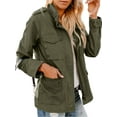 thumbnail image 3 of Bomotoo Women Outwear Lapel Military Jacket Long Sleeve Coat Lightweight Utility Jackets Outdoor Army Green S, 3 of 9