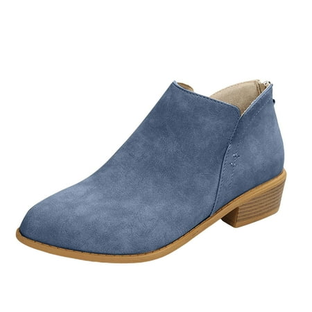 

Zshosam Women s Low-heeled Ankle Boots-Black Thigh High Boots Christmas Warm Winter Walking Shoes Women Zipper Wide Calf Vintage Womens Boots(Blue 37)