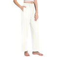thumbnail image 2 of Dailycode Women's Pajama Pants Wide Leg Lounge Pj Bottoms With Pockets Off-white and White Stripes, 2 of 7