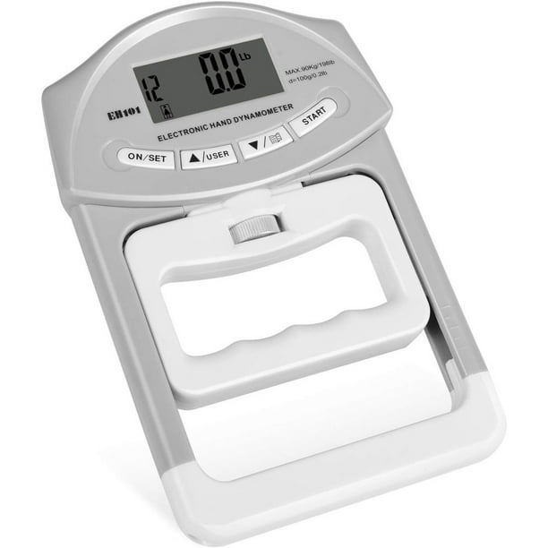 Dinamómetro de mano digital Medidor de medición de fuerza de agarre Captura automática Potencia de agarre manual electrónico 198 lb / 90 kg