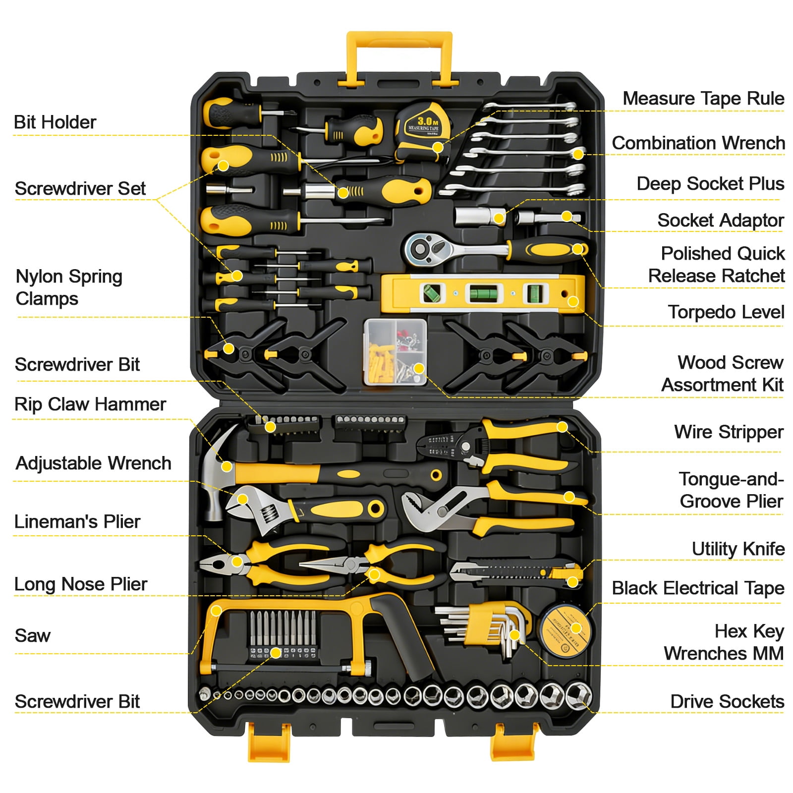 CATGOOD 168 Piece Tool Set, Household Tool Kit, Auto Repair Tool Set General Mechanic Tool Kit and Socket Set with Toolbox Storage Case