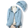 thumbnail image 5 of Olyvenn Stylish Women's Lightweight Packable Hooded Down Jacket Stand Collar Zipper Puffer Coat Warm Winter Outwear Light Blue 8, 5 of 9