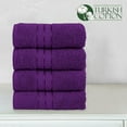 thumbnail image 4 of Mocassi Turkish Cotton Hand Towel Set, 4-Pack, 16" x 28", Highly Absorbent - Soft Bathroom Towels, Purple, 4 of 6