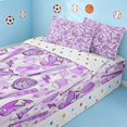 thumbnail image 2 of Manfei Cute Baseball Zipper Twin Comforter Sets with Fitted Sheet and 2 Pillowcases, Sport Zipper Bedding Set, Purple Pink Baseball, 2 of 7