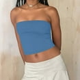 thumbnail image 4 of Sexy Sleeveless Shirts for Women，Women'S Striped Tube Top Strapless Ruched Slim Fit Y2K Crop Bandeau Tops, 4 of 7