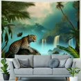 thumbnail image 4 of Creowell  Cheetah Jungle Tapestry Wall Hanging,Fantasy Forest Animal in Tropical Rainforest Landscape Wall Art for Room Dorm Decor Living Room Bedroom 40x60inch, 4 of 6