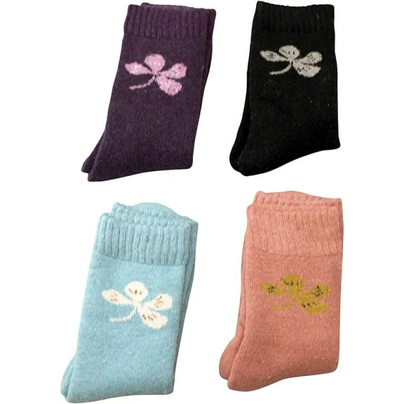 4 Pair Ladies Women's Trendy Wool Socks Warm Winter Athletic Crew Sock Warm Hiking Mid Calf
