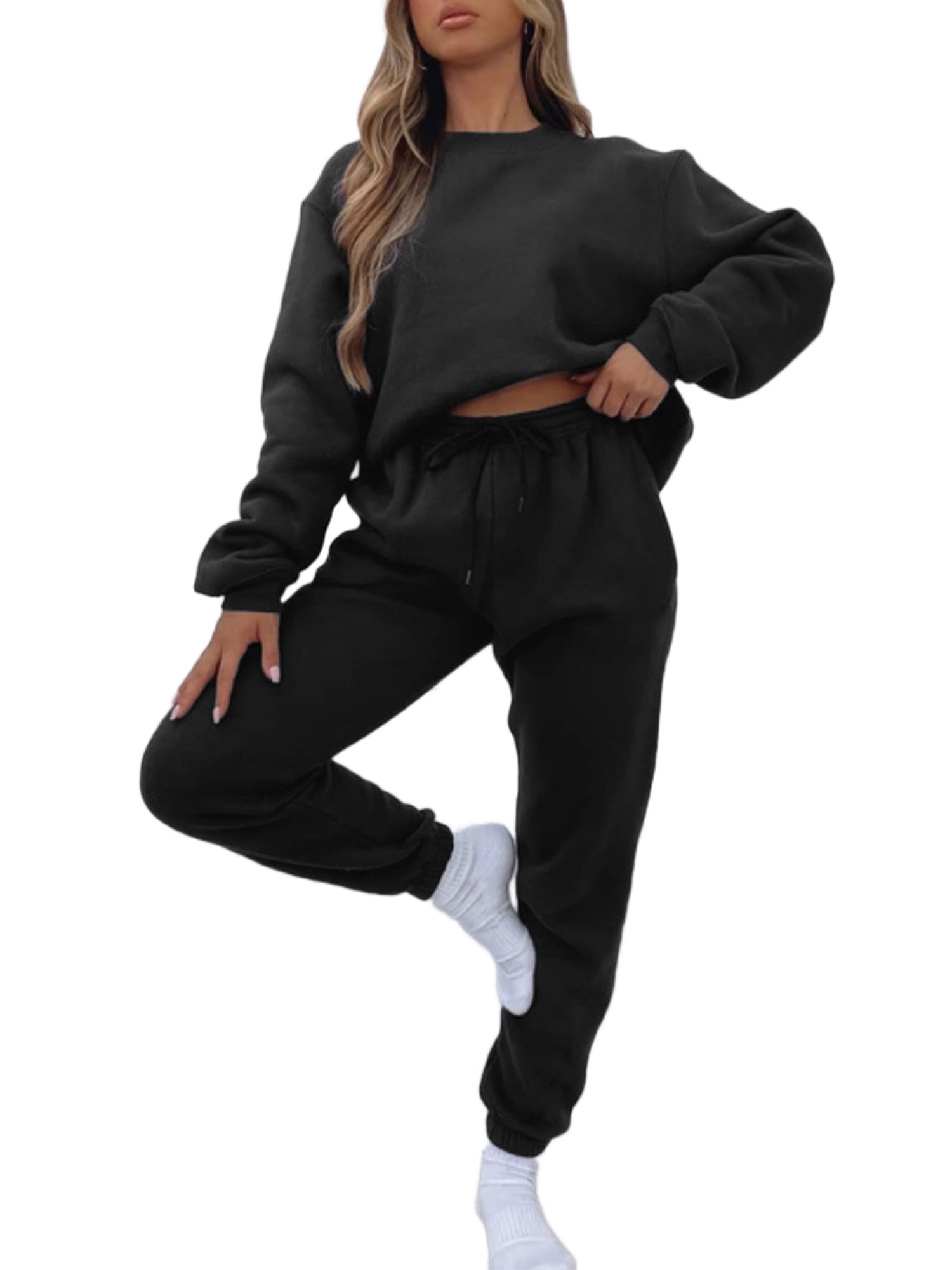 Capreze Long Sleeve Sweatsuits For Womens Solid Color Casual Capreze Long Sleeve Sweatsuits For Womens Solid Color Casual