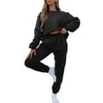 thumbnail image 3 of Capreze Long Sleeve Sweatsuits For Womens Solid Color Casual Lounge Sets Long Sleeve Activewear Joggers Outfits Black M, 3 of 5