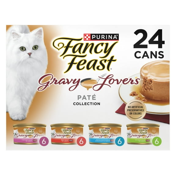 Purina Fancy Feast Gravy Lovers Pate Kitten Food, Wet Cat Food, Variety Pack, 3 oz Cans (24 Pack)