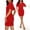 *Red, variant on ClodeEU Women's French Style Round Neck Short Sleeve Mini Bodycon Dress ,Fitted Waist with Pleated Detail Blue,Womens Plus M