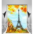 thumbnail image 3 of ABPHOTO 5x7ft Photography Backdrop Cartoon Eiffel Tower Watercolor Painting Scene Photo Background Backdrops, 3 of 4