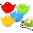 thumbnail image 3 of 4 pieces of egg steamer molds, high temperature silicone egg boiler, household egg steamer (green), 3 of 5