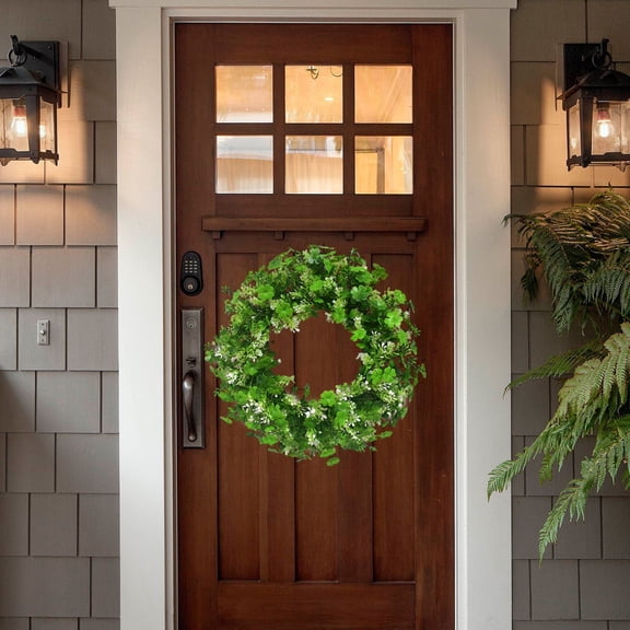 Shamrock Wreath 17 Inch St. Patrick's Day Clover Decor for Wall Table Outdoor Hanging Ornament Door Garland