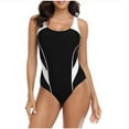 thumbnail image 2 of One-Piece Swimsuit for Ladies ,CALAFEBILA Summer Fashion Sexy High Waist Bathing Suit Shaperwear Color Block Racerback Athletic Full Coverage Tummy Control Bikini for Women, 2 of 6