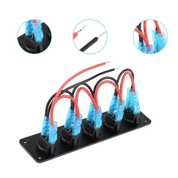 5-Gang Rocker Switch Combo Panel For Car Marine Boat RV Truck 12V with Blue LED