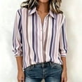 thumbnail image 5 of Qulqfy Blouses for Women Long Sleeve Fall Plus Size Dressy Striped Button Up Casual Collared Purple Womens Tops M, 5 of 5