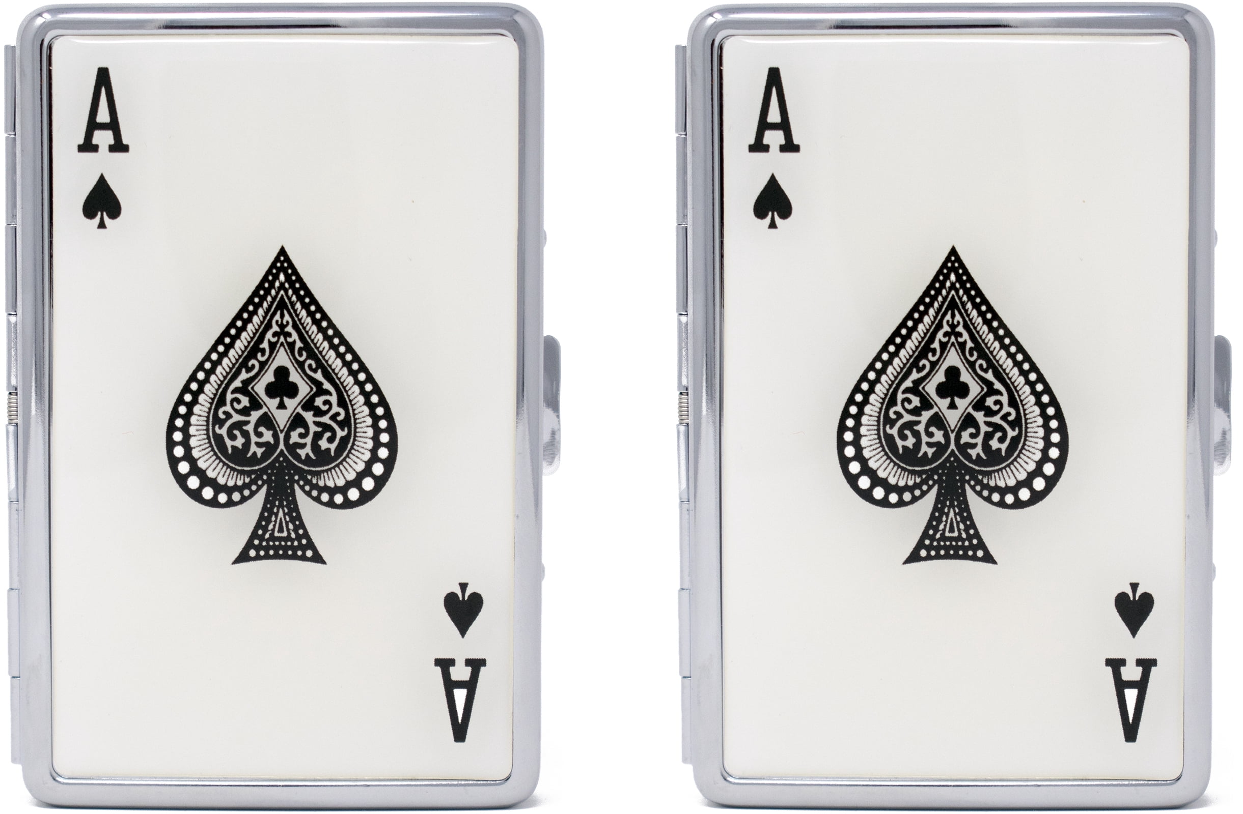 Set of 2 Metal-Plated 100s Ultra Compact Cigarette Case With Insert (Ace of Spades)