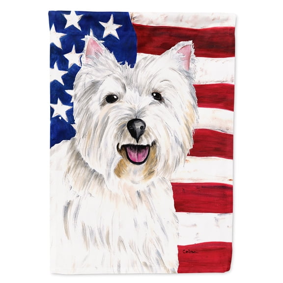 USA American Flag with Westie Flag Canvas House Size
