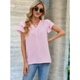 thumbnail image 2 of Mawalde Womens Dressy Casual Shirts Short Sleeve V Neck Work Blouse Business Casual Summer Tops 2025 Light Pink L, 2 of 5