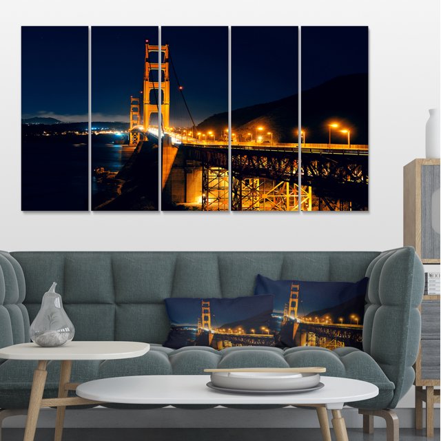 Golden Gate at Night - Sea Bridge Canvas Art Print