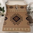 thumbnail image 2 of jejeloiu Western Tribal Queen Sheet Sets,Retro Aztec Geometric Flat Sheet,Brown Black Queen Fitted Sheet For Adult,Microfiber Bedroom Decor,4 Pieces, 2 of 7
