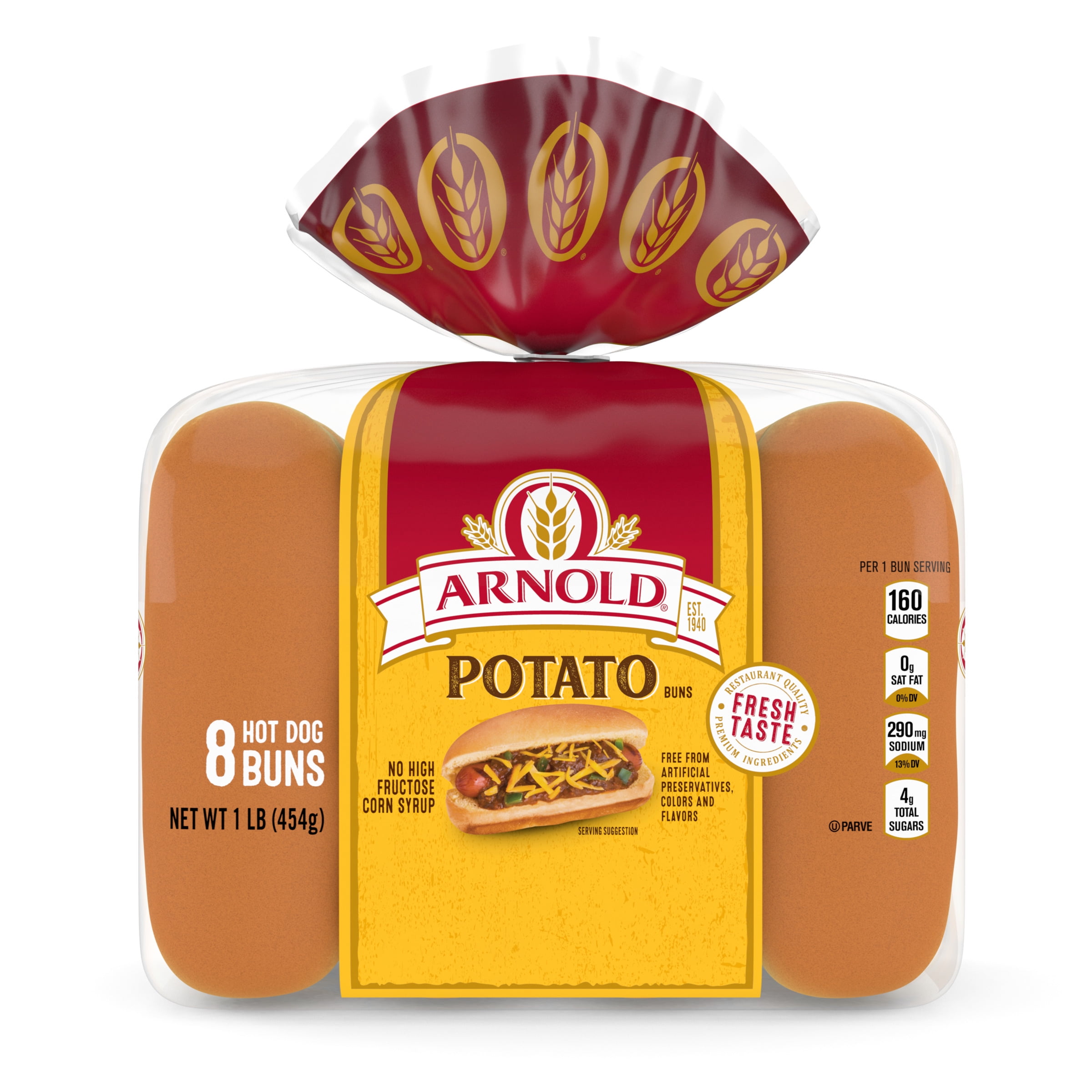 Arnold Country Potato Hot Dog Buns, 8 Buns, 16 oz