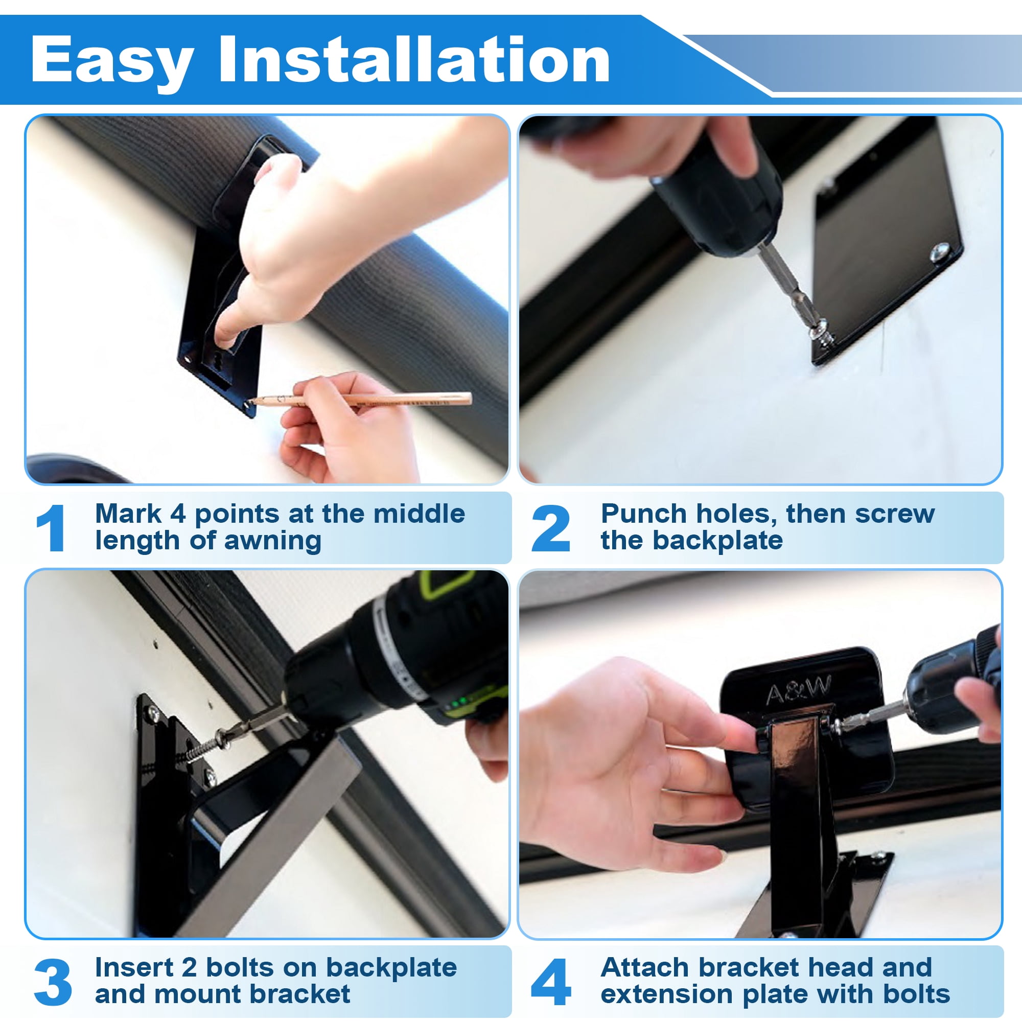 Unique Bargains RV Awning Support Roller Cradle Center Bracket Black