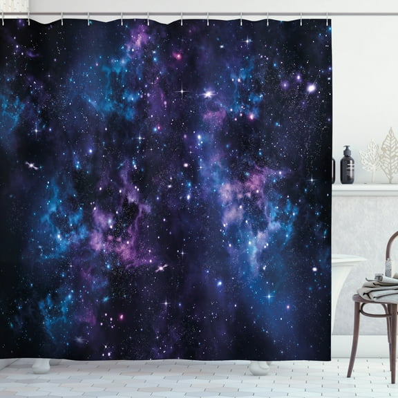 Ambesonne Space Shower Curtain, Sky with Star, 69"Wx75"L, Dark Purple and Blue