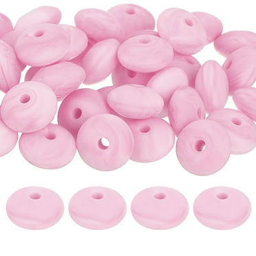 Uxcell 50Pack 12mm Silicone Lentil Beads, Rubber Abacus Focal Bead Loose Bulk Beads for DIY (White Purple)