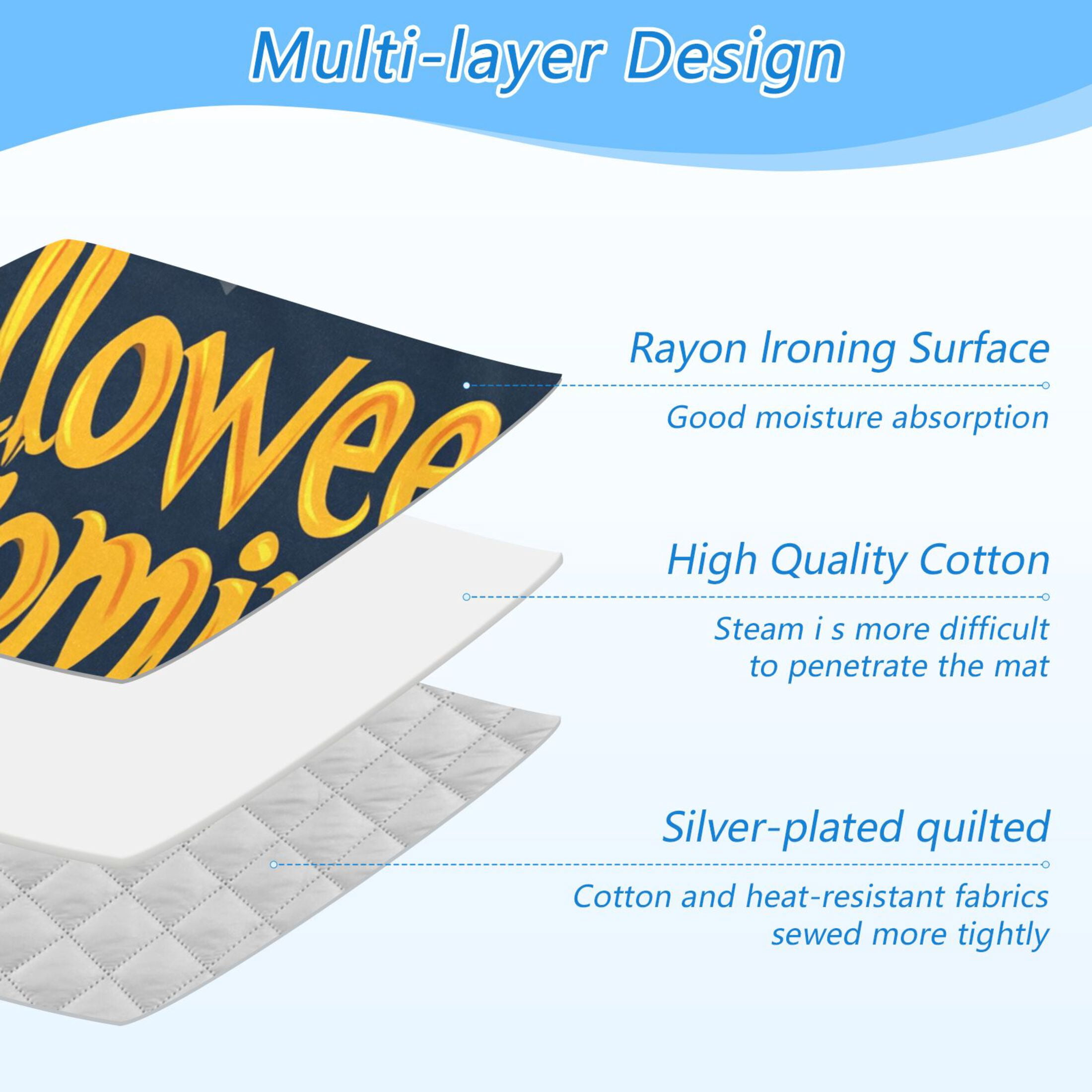 Halloween Cartoon Design Ironing Mat Blanket for Table Top Travel Portable Ironing Board Pad 47.2x27.6 Inch