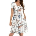 thumbnail image 2 of Vetsdori Juniors Short Sleeve Mini Dresses Summer Sundress Casual Floral Print,Party Beach Pleated Tunic Dress for Women Outfits, 2 of 8