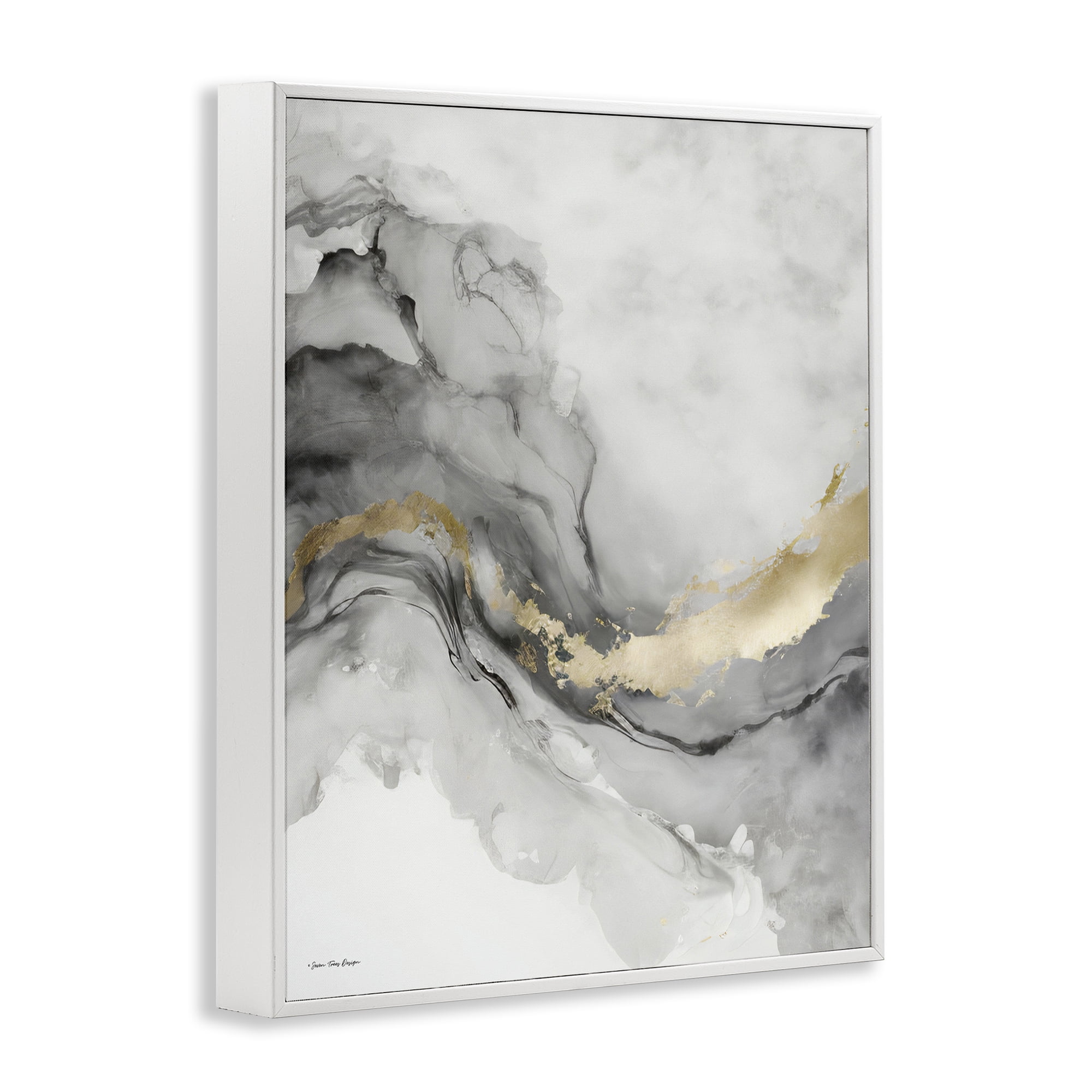 Stupell Industries Grey & Glam Geode Abstract Painting White Framed Art Print Wall Art, 24 x 30