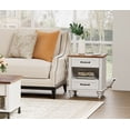 thumbnail image 4 of Nightstand, Bedside Table with Charging Station, End Table with 2 Drawer, Open Shelf, Modern Style for Bedroom, Living Room, White and Oak, 4 of 7