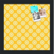 PinPix 12x12 Custom Cork Bulletin Board Yellow Flowers Poster Board Has a Fabric Style Canvas Finish, Framed in Yellow Flowers, by ArtToFrames (PinPix-268)
