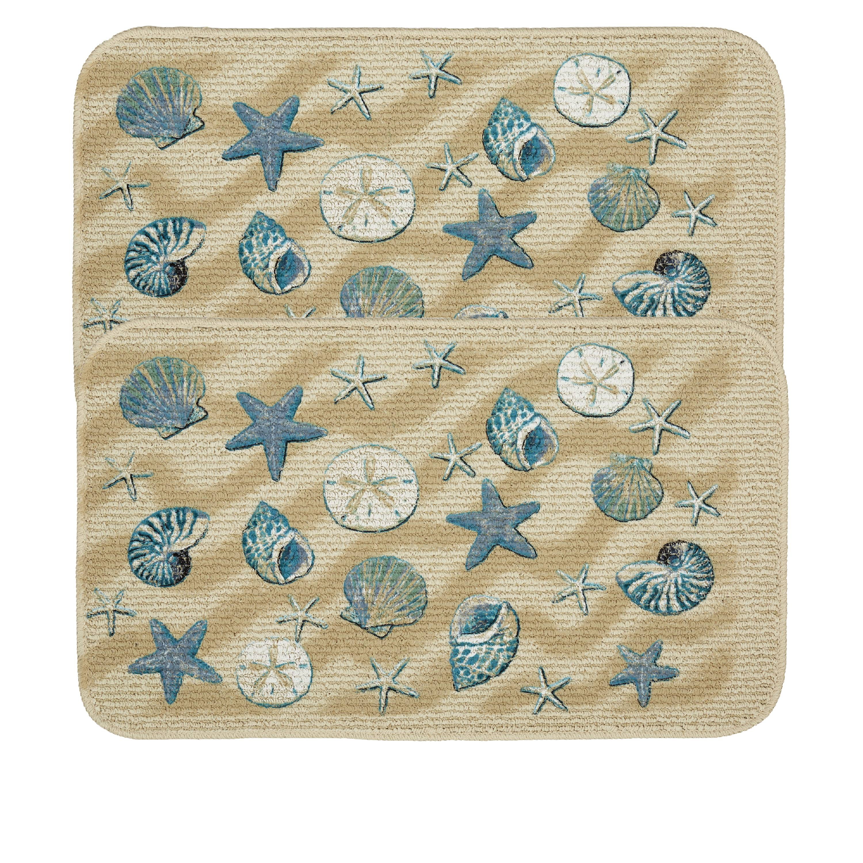 Mainstays Nature Trends Beach Shells Kitchen Mat, 18" x 30", Set of 2