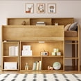 thumbnail image 3 of Harper & Bright Designs Full Size Low Loft Bed with Desk & Storage, Solid Wood Loft Bed with Portable Desk, Storage Bookshelves & LED Lights for Boys Girls, Walnut, 3 of 13